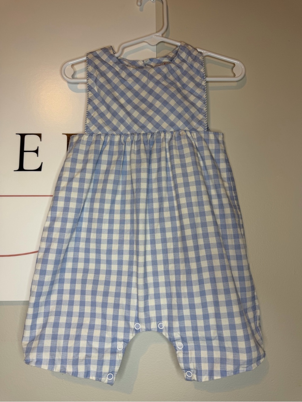 Blue and White Gingham Kids One-Piece Romper